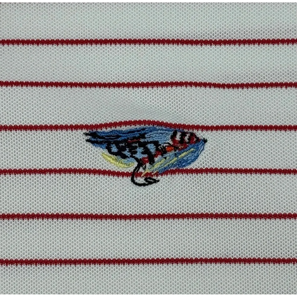 Onward Reserve Performance Polo Shirt Men XXL Red White Striped Fly Fishing Logo - Picture 2 of 7